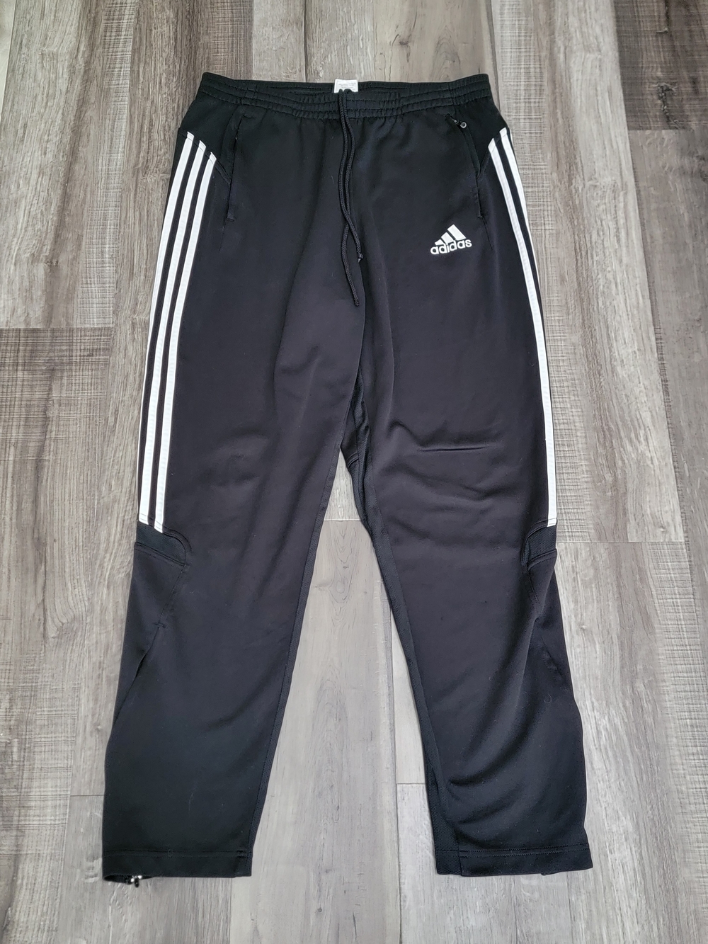 Adidas Black Jogger Pants with White Three-Stripe Accents